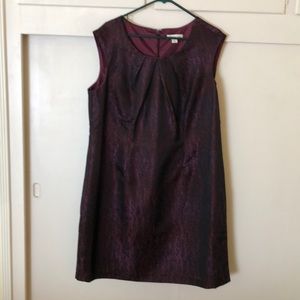 Burgundy dress, pleats at neck, fully lined